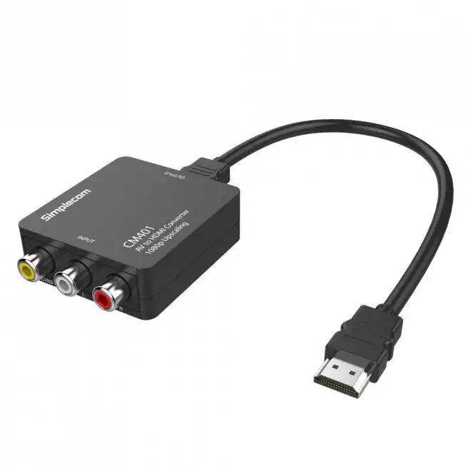 Simplecom CM401 Composite AV CVBS 3RCA Female to HDMI Male Video Converter 1080P