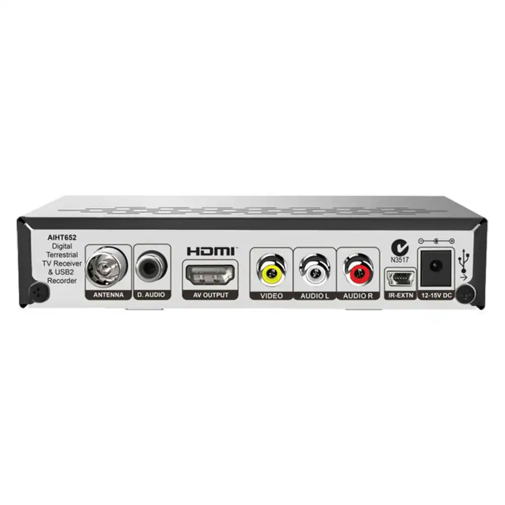 Aerial Industries AIHT652 HD Set Top Box w/ USB For DVB-T/DVB-T2 TV Record Live