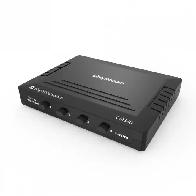 Simplecom CM340 4-Way Mechanical HDMI Female Ports/Manual Switch Box 4K UHD HDCP