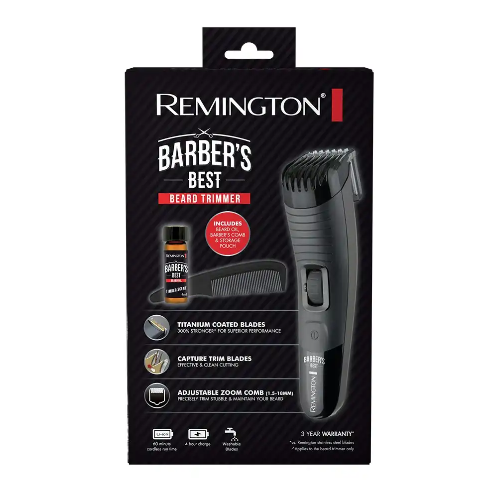 Remington Barber's Best Beard Mens Titanium Coat Blades Adjustable Hair Trimmer