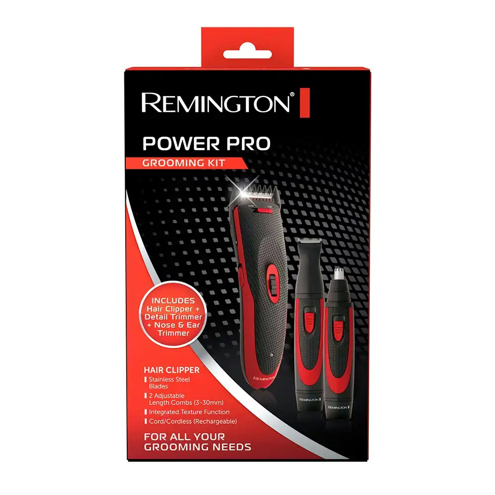 Remington Power Pro Grooming Kit Mens Nose/Ear/Beard/Stubble Hair Trimmer Set