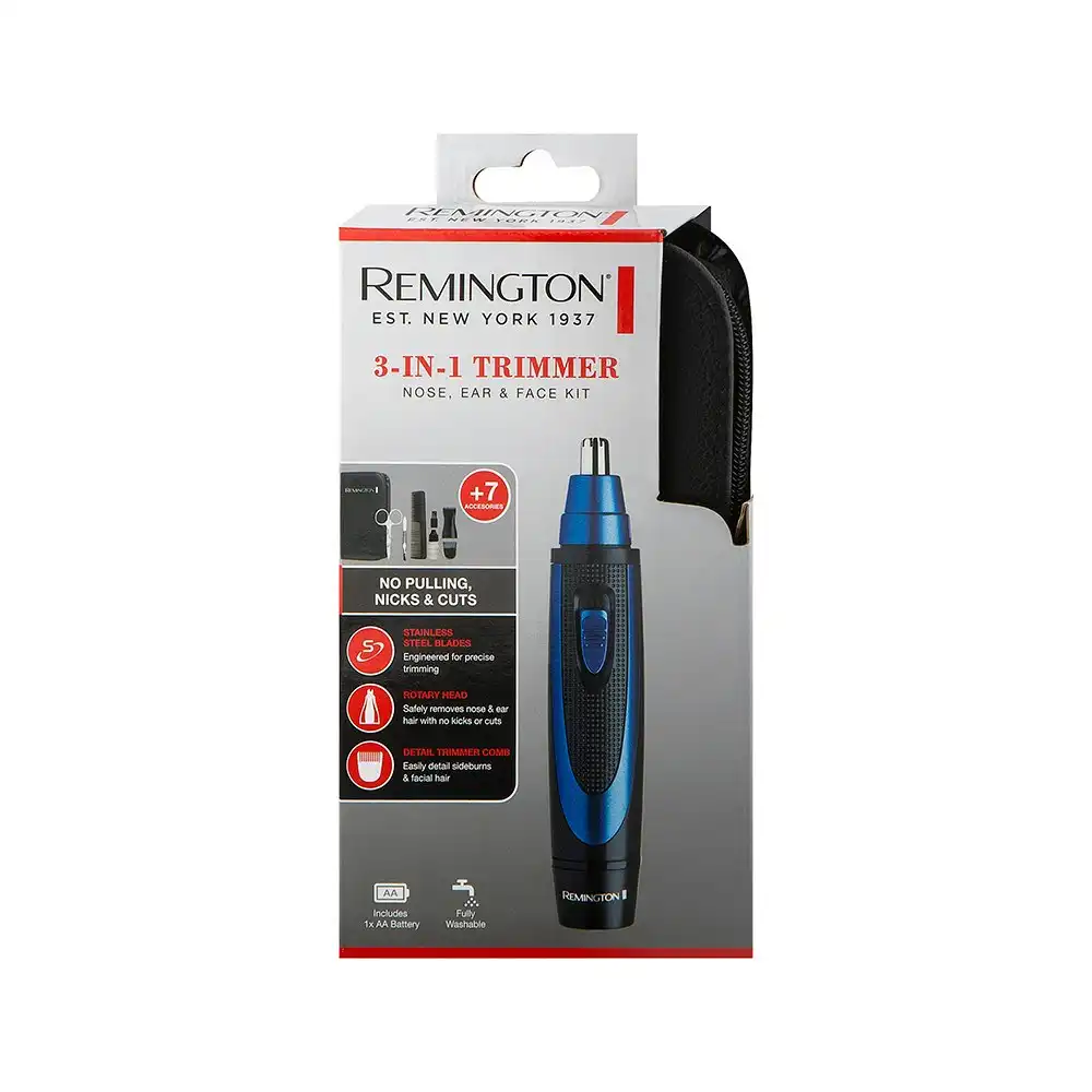 Remington 3 In 1 Electric Rotary Head Nose, Ear/Face Hair Washable Trimmer Kit