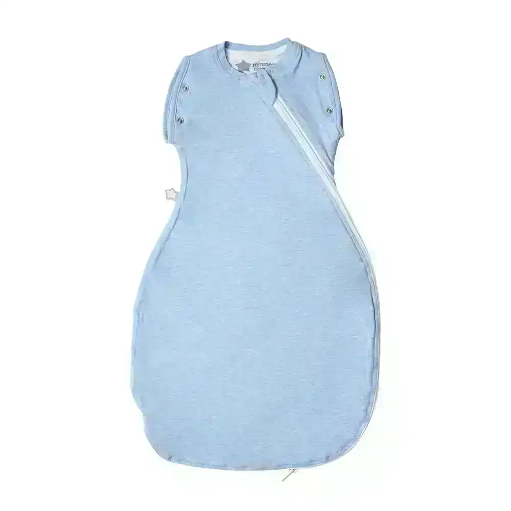 Tommee Tippee Grobag Baby Cotton 0-4M 2.5 TOG Snuggle Sleeping Bag Blue Marl