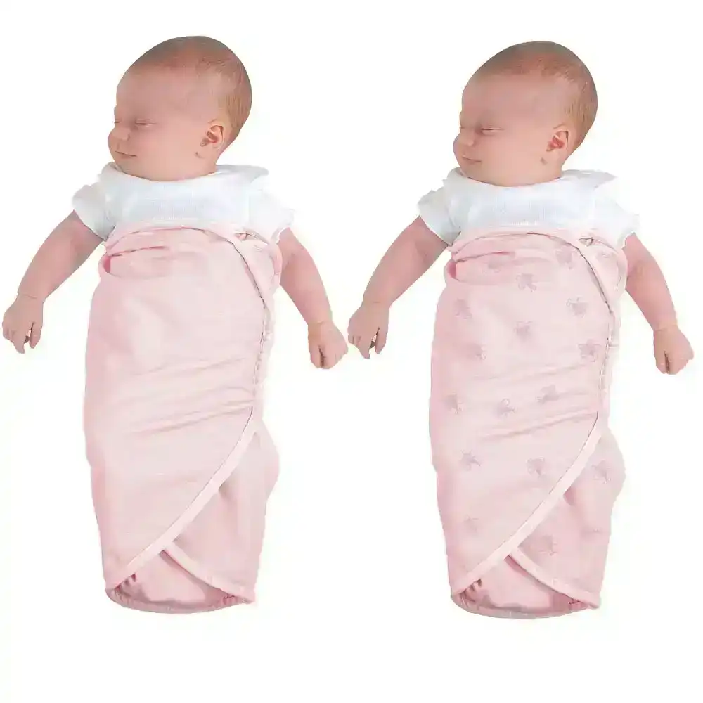 2x The First years Baby/Infant/Newborn Cotton Wrap Swaddler Swaddle Blanket Pink