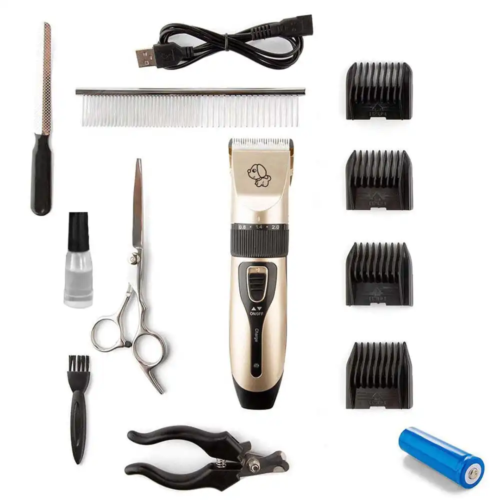 12-Piece Pet Grooming Kit w/ Electric Clippers, Scissors, Combs & Brush