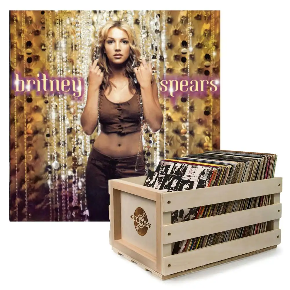 Crosley Record Storage Crate Britney Spears Oops!...I Did It Again Vinyl Album Bundle