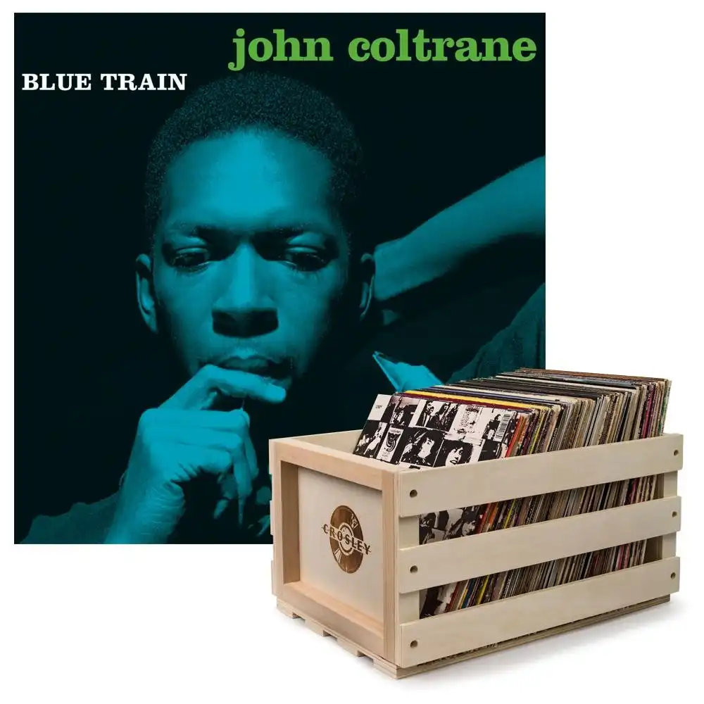 Crosley Record Storage Crate & John Coltrane Blue Train - Vinyl Album Bundle