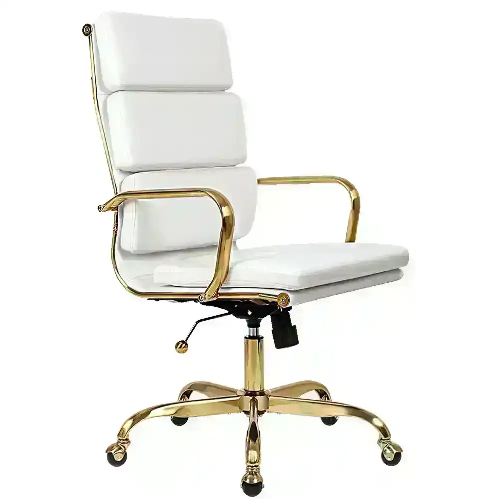 Furb Office Chair Gaming Executive High-Back Computer PU Leather Seat Work Study White Eames Replica