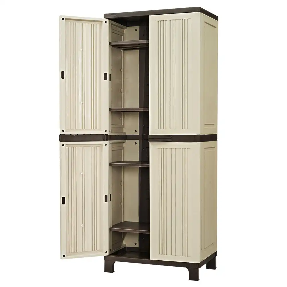 Groverdi Outdoor Storage Cabinet Box Garden Sheds Lockable Cupboard Tall Garage Yard Tools Organiser
