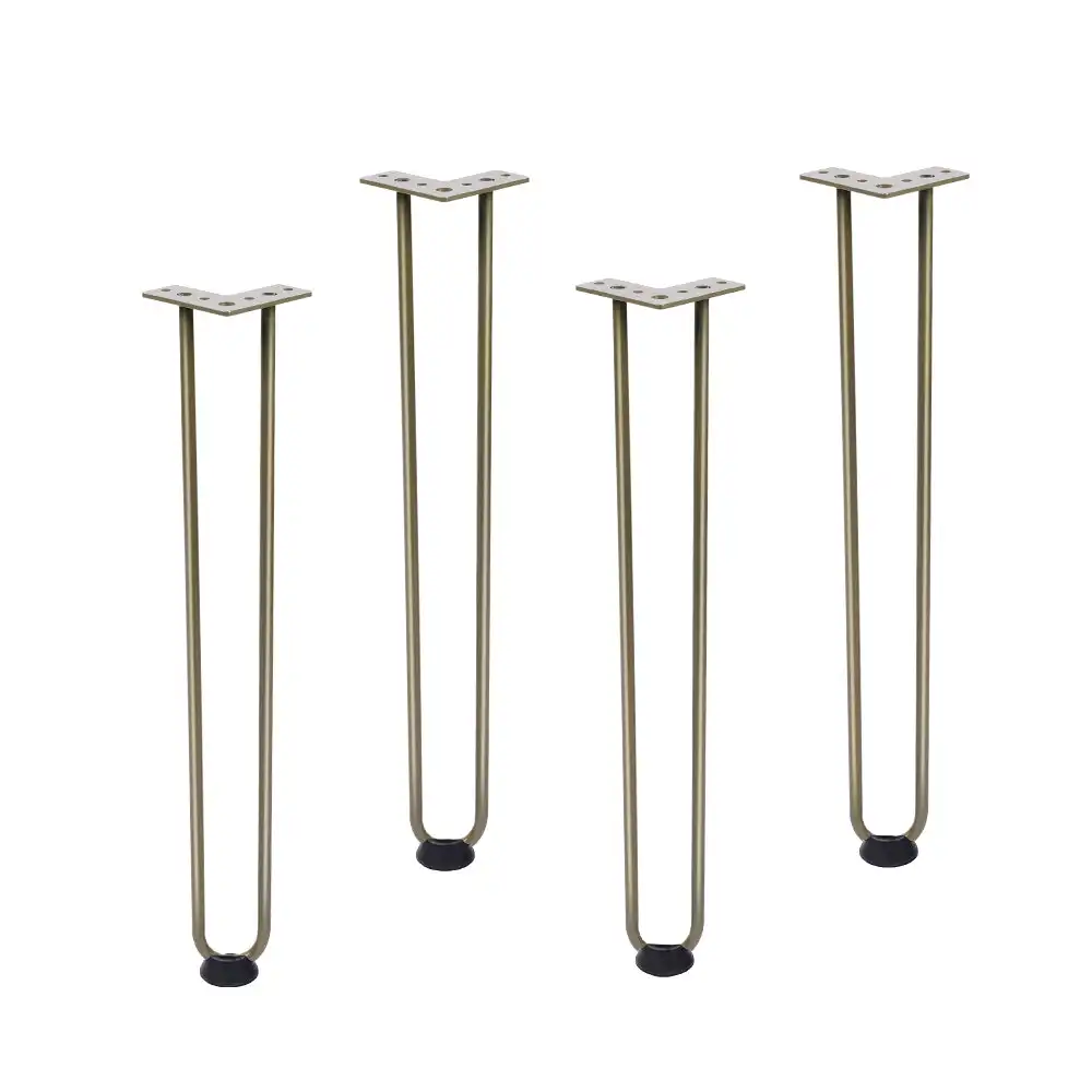 Furb 4x Hairpin Table Legs Support Coffee Dinner Table Steel DIY Industrial Desk Bench 2 Rods 45CM