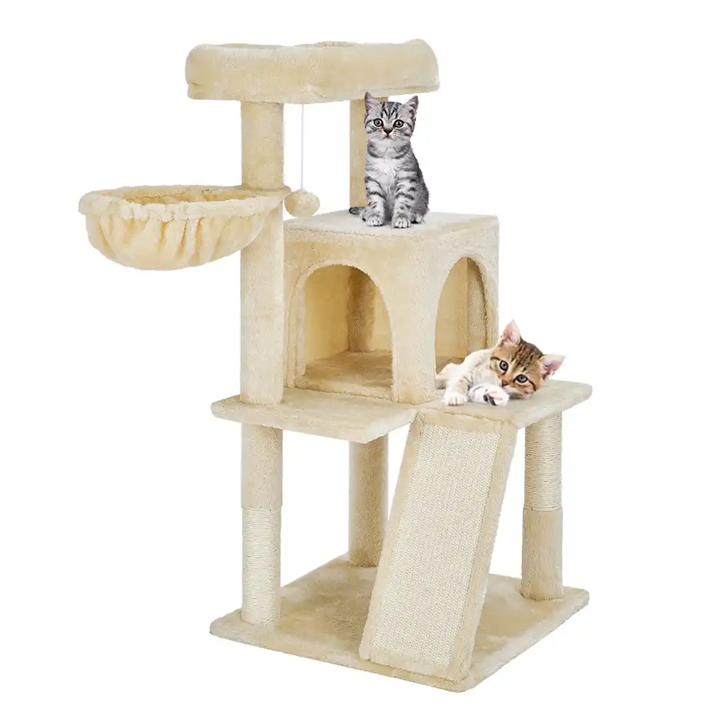 Taily Cat Tree 100cm Trees Scratching Post Scratcher Tower Condo House Furniture Wood Beige