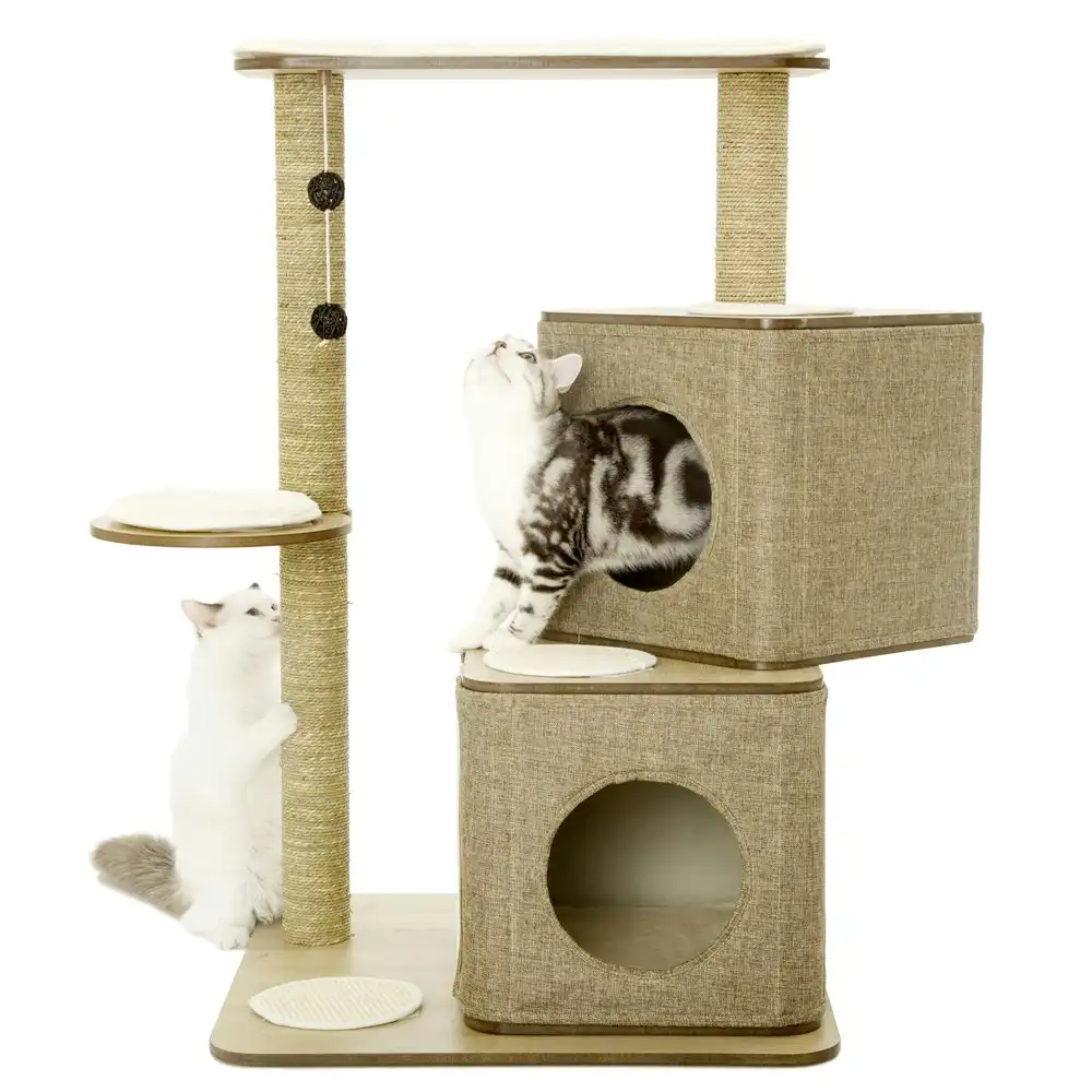 Taily Cat Tree Scratcher Scratching Post Cats Playhouse Condo Furniture Toys Wooden Cubox Cat House