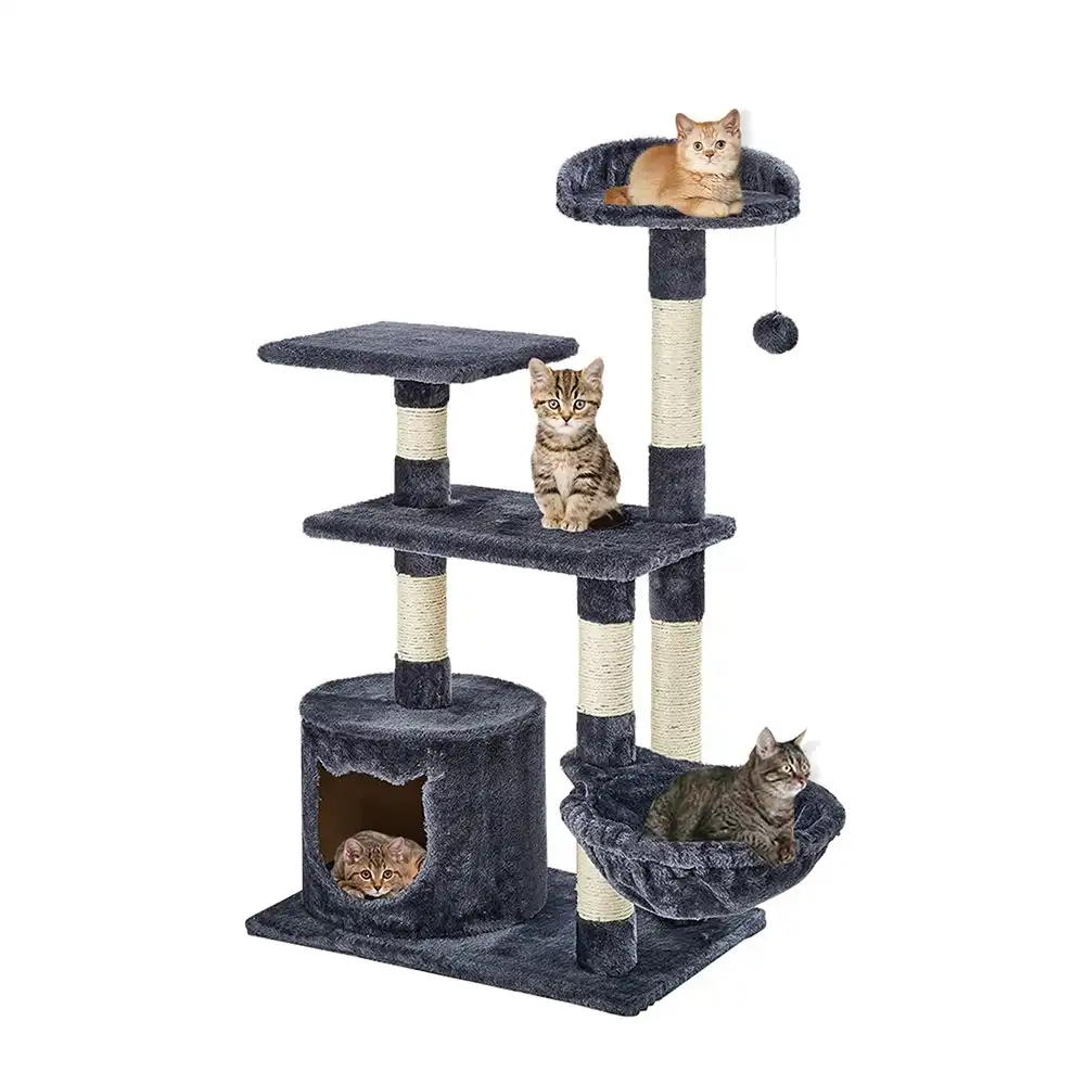 Taily Cat Tree Scratching Post Scratcher Tower Condo House Activity 103CM Grey Pet Toy
