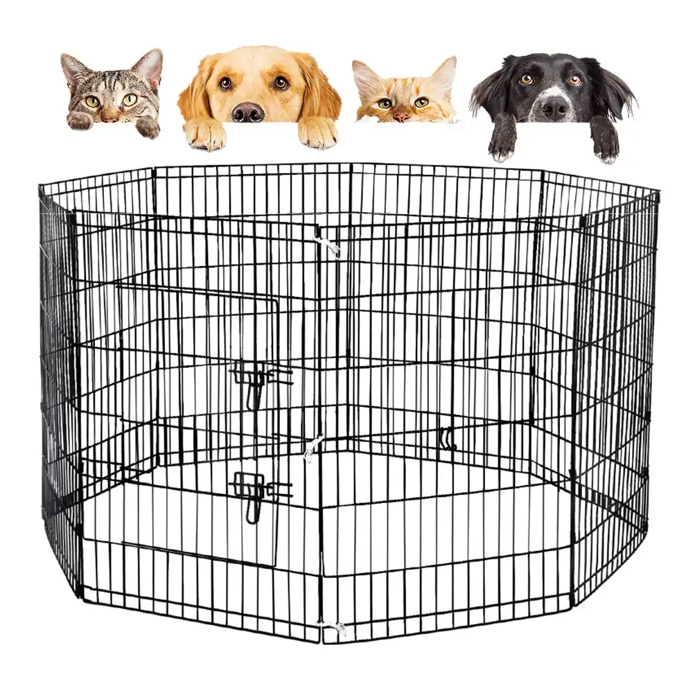 Taily 36" Dog Playpen 8 Panel Foldable Pet Fence Exercise Play Pen Cat Rabbit Puppy Cage Enclosure