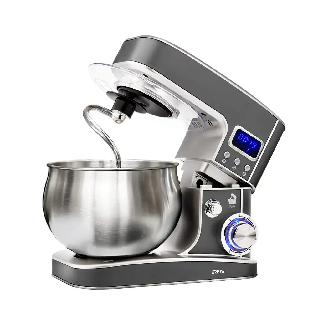 Krear Kitchen Stand Mixer Cake Food Electric Mixing Whisk Beater Dough Hook 1300W 5L 5 Litre Grey