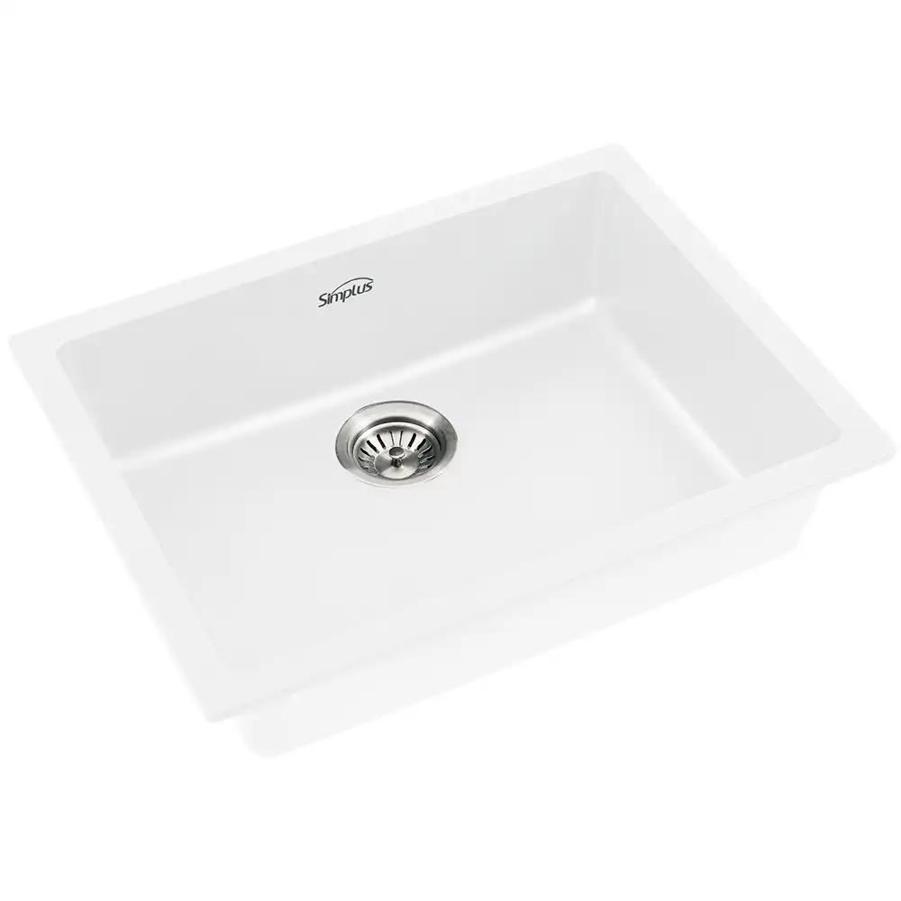 Simplus Kitchen Sink 83x48CM Granite Stone Sinks Bathroom Basin Laundry Single Bowl Sink in  White