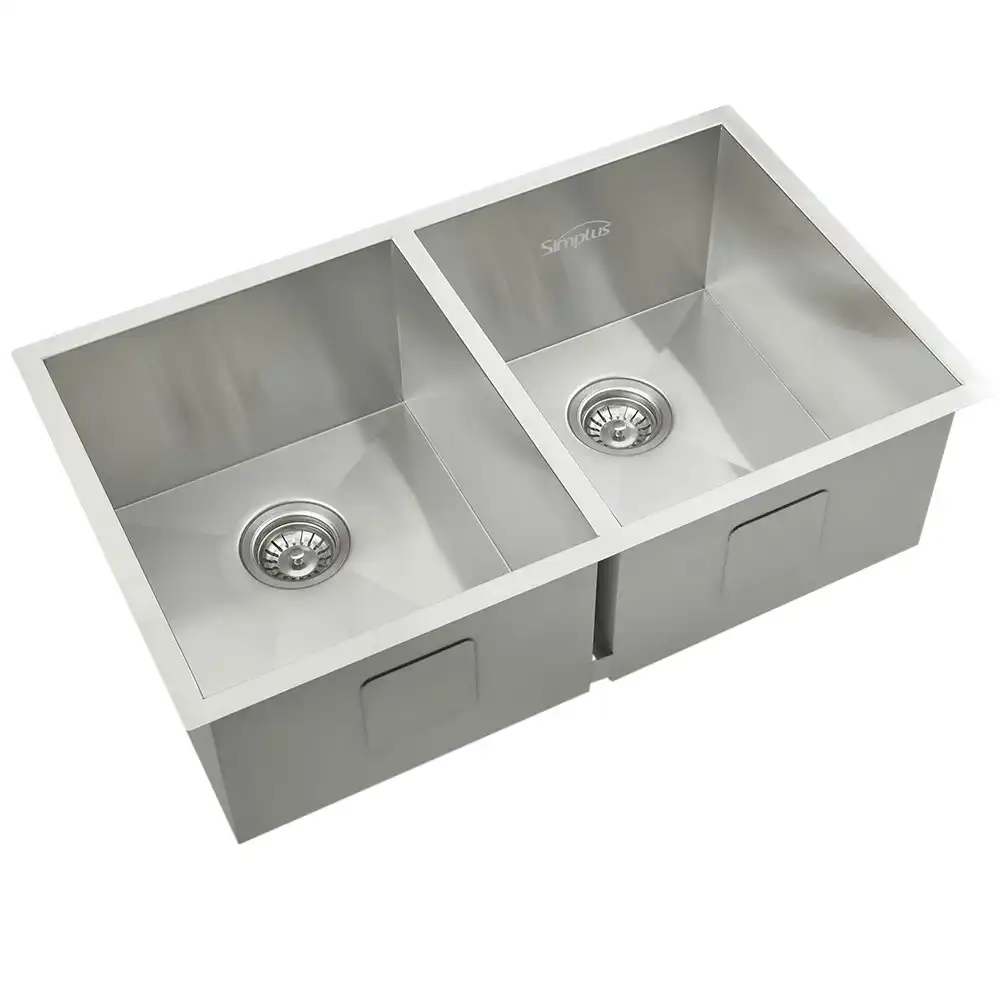 Simplus Kitchen Sink Basin 813x483MM Double Bowl Stainless Steel Under Top-Mount Laundry Toilet Set