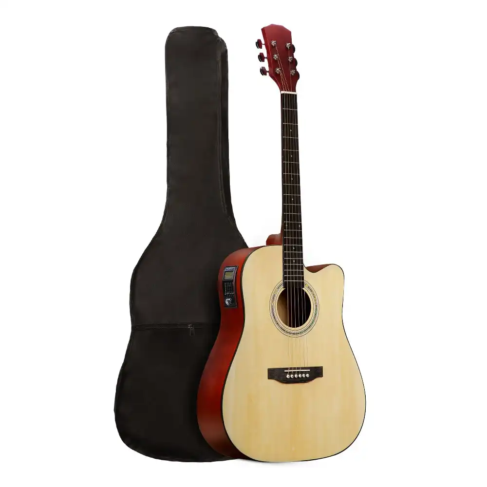 41" Inch Wooden Acoustic Guitar for Beginner Classical Folk Steel String EQ Natural w/Gig Bag