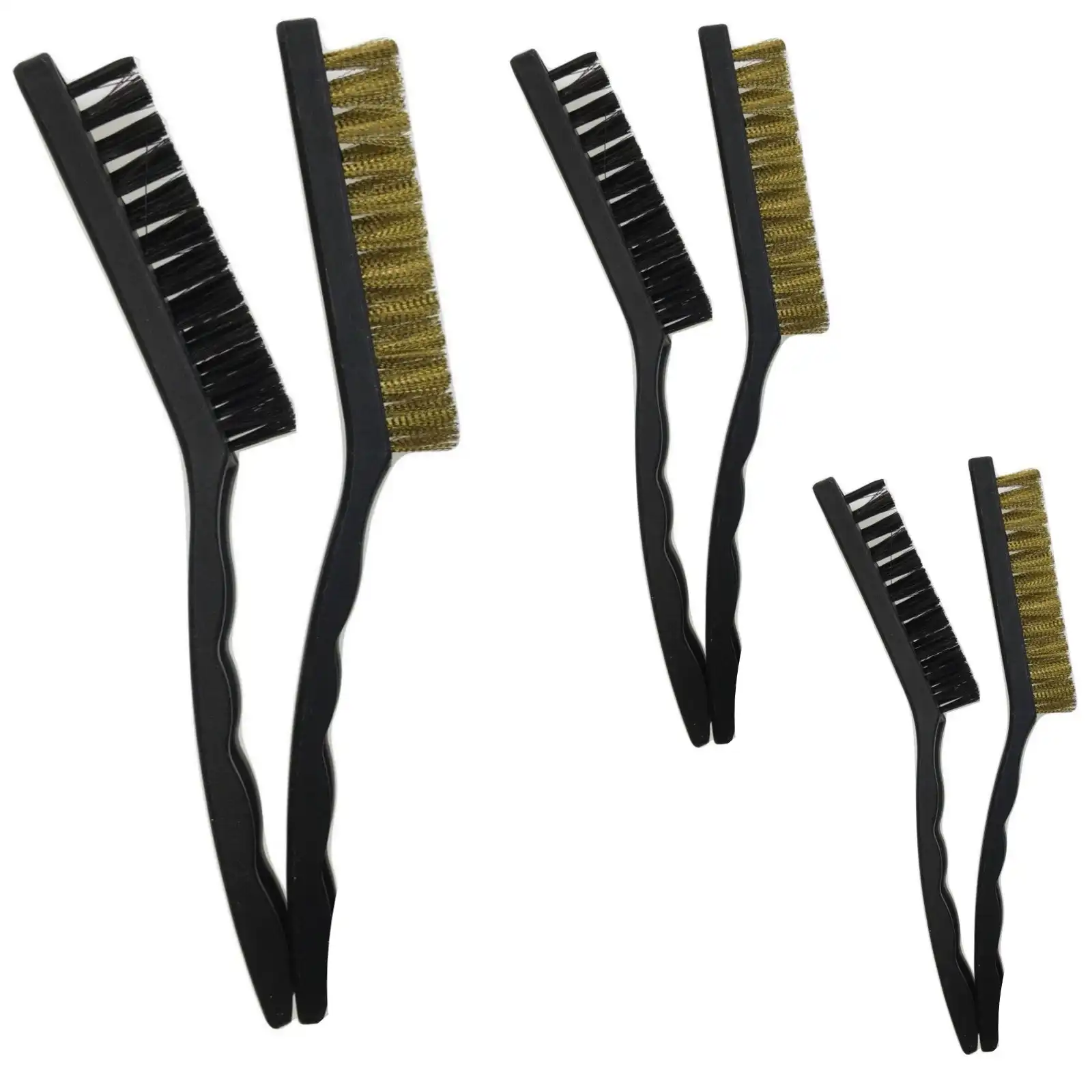 6pcs LARGE WIRE BRUSH SET Steel Cleaning Brushes Brass Metal Tools 21cm