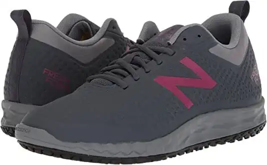New Balance Womens 806 Wide Fit Slip Resistant Work Shoes - Grey/Berry