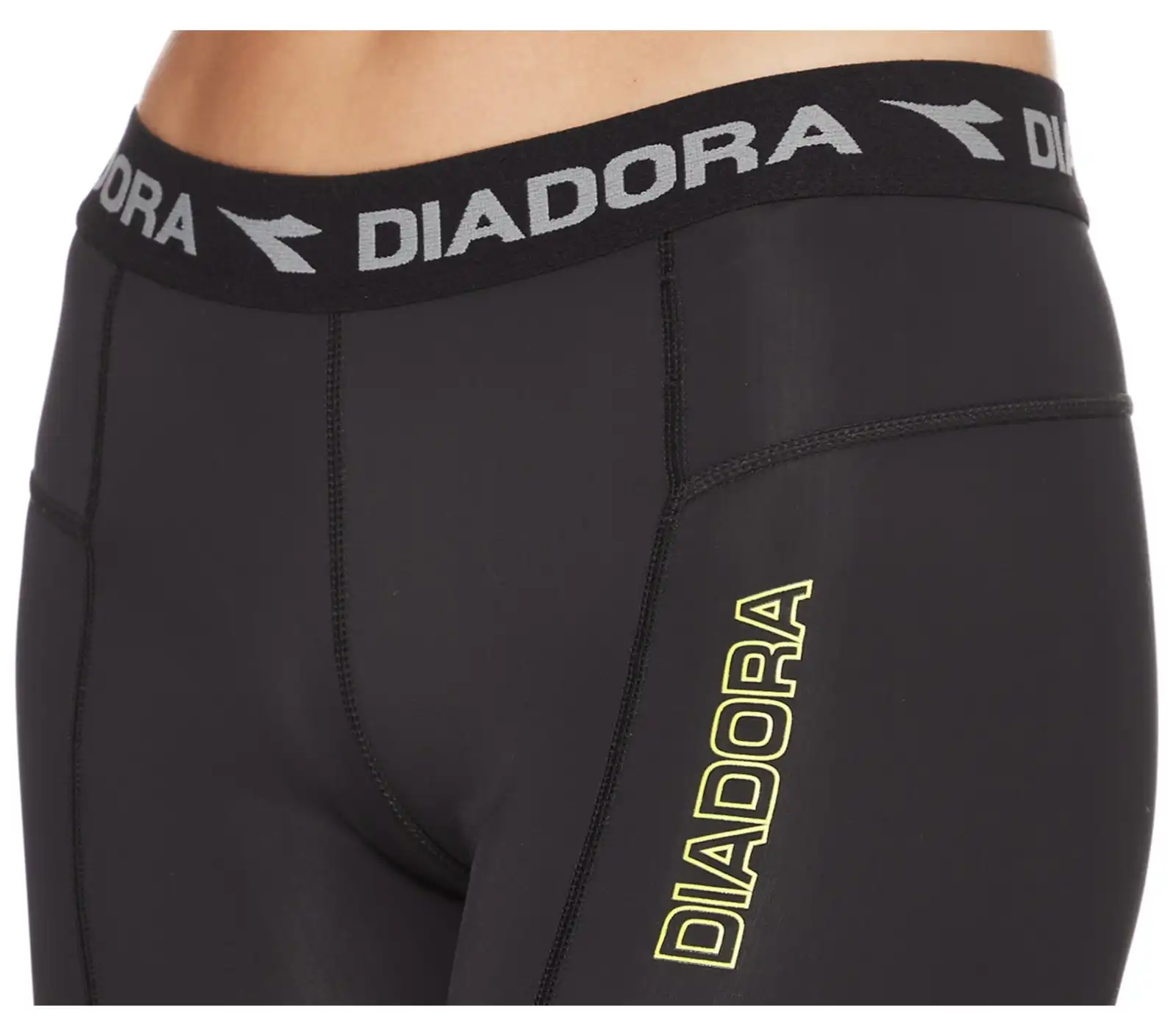 Diadora Ladies Compression Sports 3/4 Tights Gym Yoga Thermals - Black
