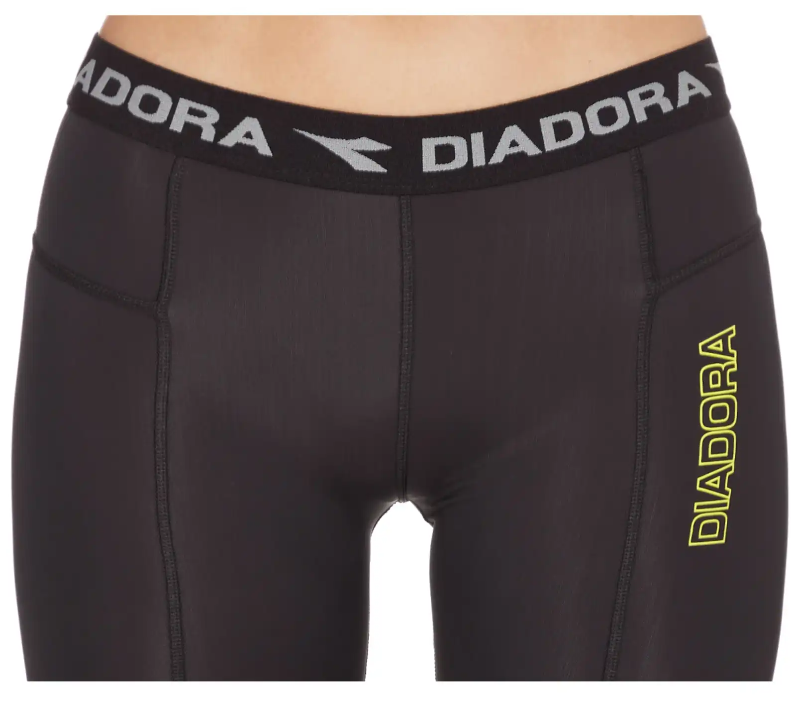 Diadora Ladies Compression Sports 3/4 Tights Gym Yoga Thermals - Black