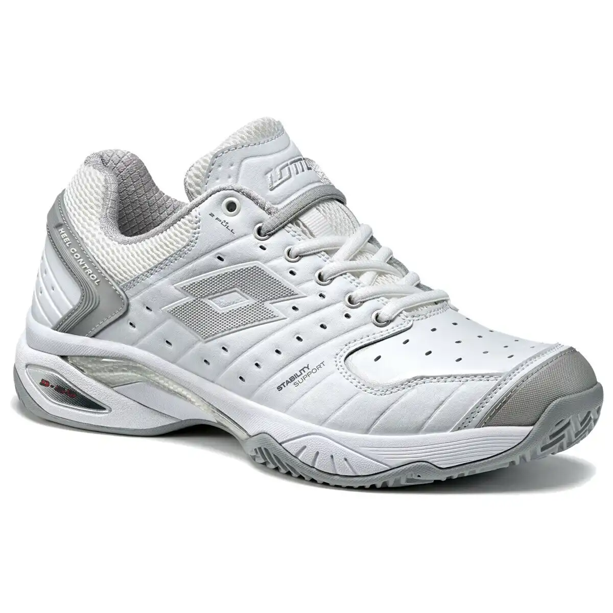Lotto Womens Raptor Clay Leather Tennis Shoes En Tout Cas  - White/Grey/Silver
