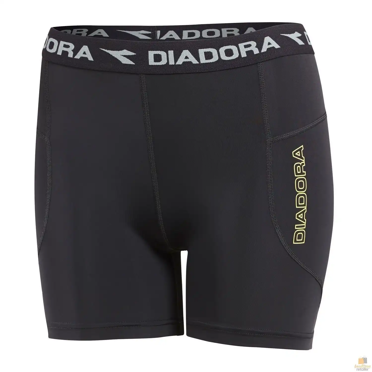 Diadora Ladies Compression Shorts Thermal Fitness Gym Yoga - Black