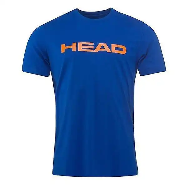 Head Men's Ivan Tee Short Sleeve T-Shirt Tennis Sport 100% Cotton - Royal Blue/Orange