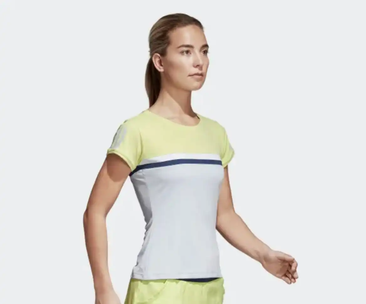 Adidas Women's Club Tee Short Sleeve Top T-Shirt Tennis Sport - Aero Blue