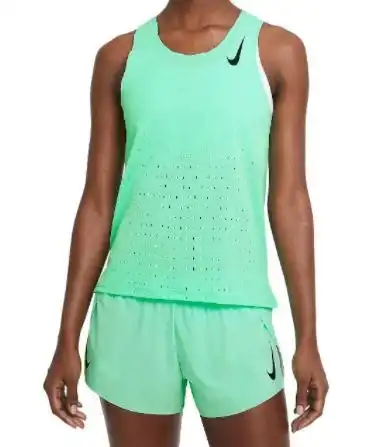Nike Aeroswift Womens Running Slim Fit Singlet Gym Out-Fit - Green Glow /Black