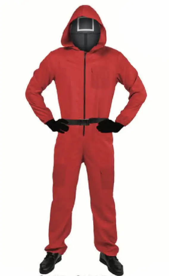 Adult Squid Game Costume Guard Tracksuit Halloween Party Cosplay Red