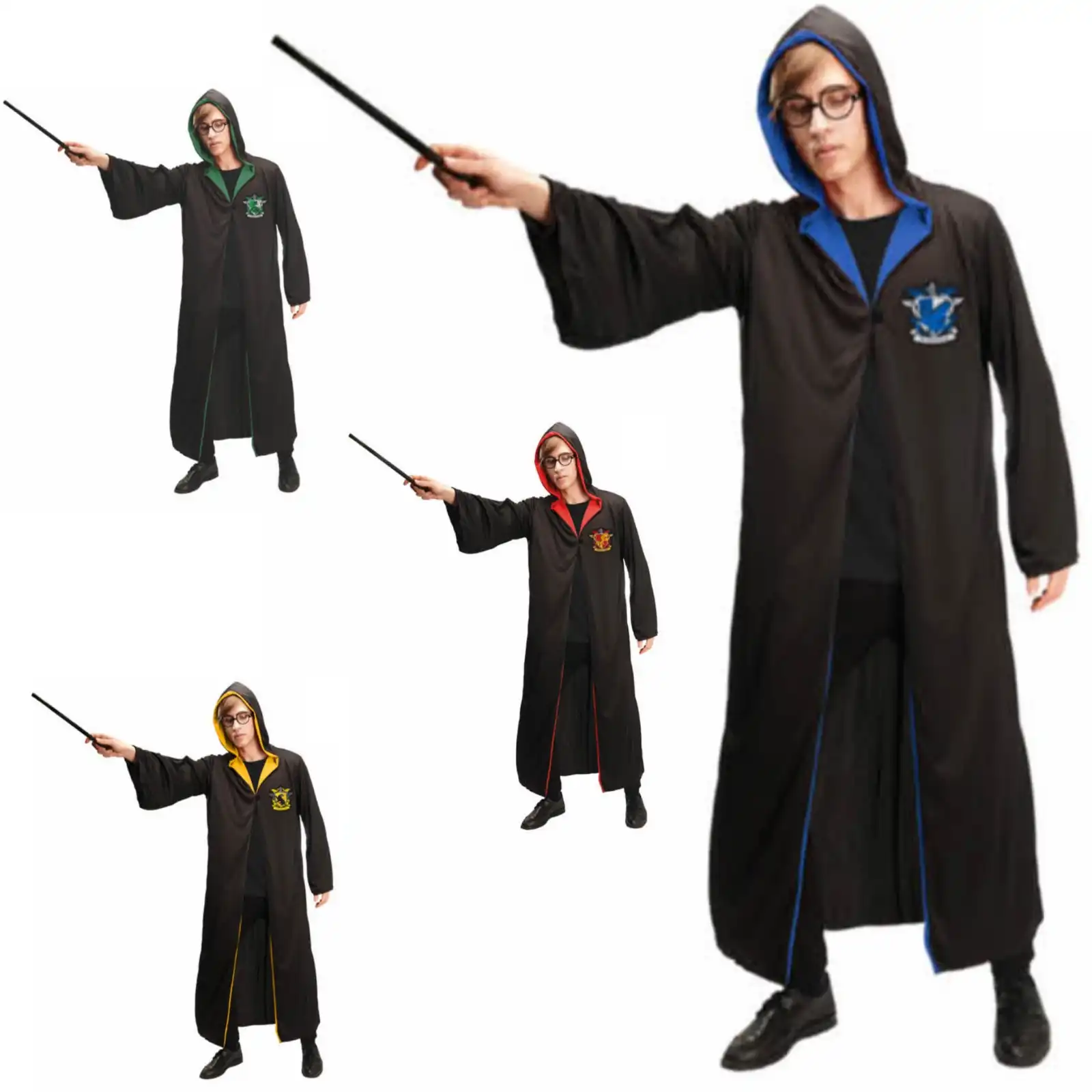 Harry Potter Adult Robe Cloak Gryffindor Slytherin Costume Cape Halloween