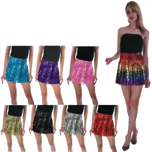 Ladies Adult Deluxe SEQUIN SKIRT Party Costume Dress Up Bling Fringe Sexy Tassel