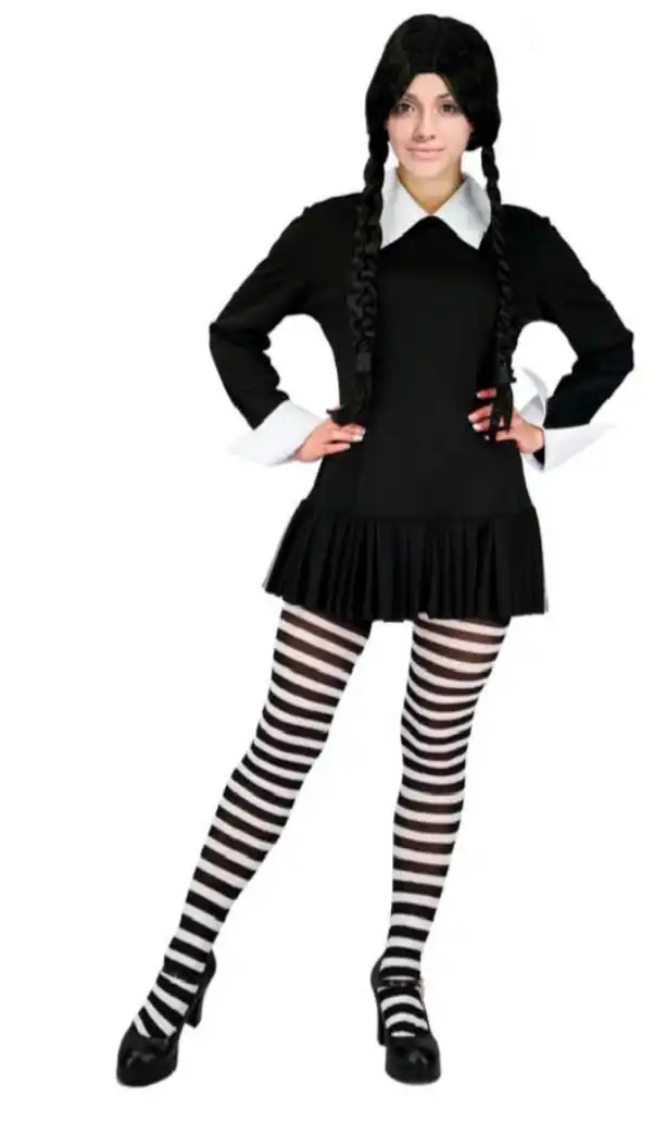 Wednesday Addams Family Creepy School Girl Women's Halloween Costume