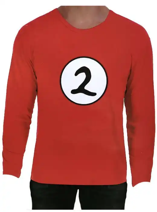 Dr. Seuss Adult Cat In The Hat Thing 2 Long Sleeve Red Top Costume Book Week