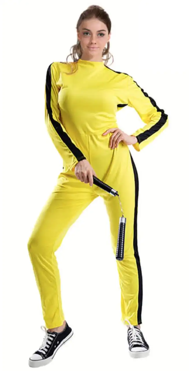 Adult Women's Yellow Assassin Costume Kung Fu Party Dress Up