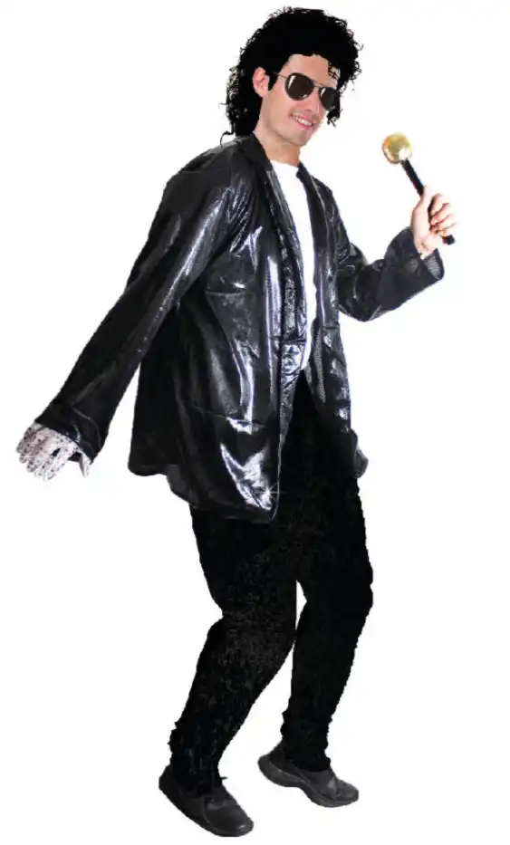 Adult Michael Jackson Men's Pop Star Costume Thriller Halloween - Black
