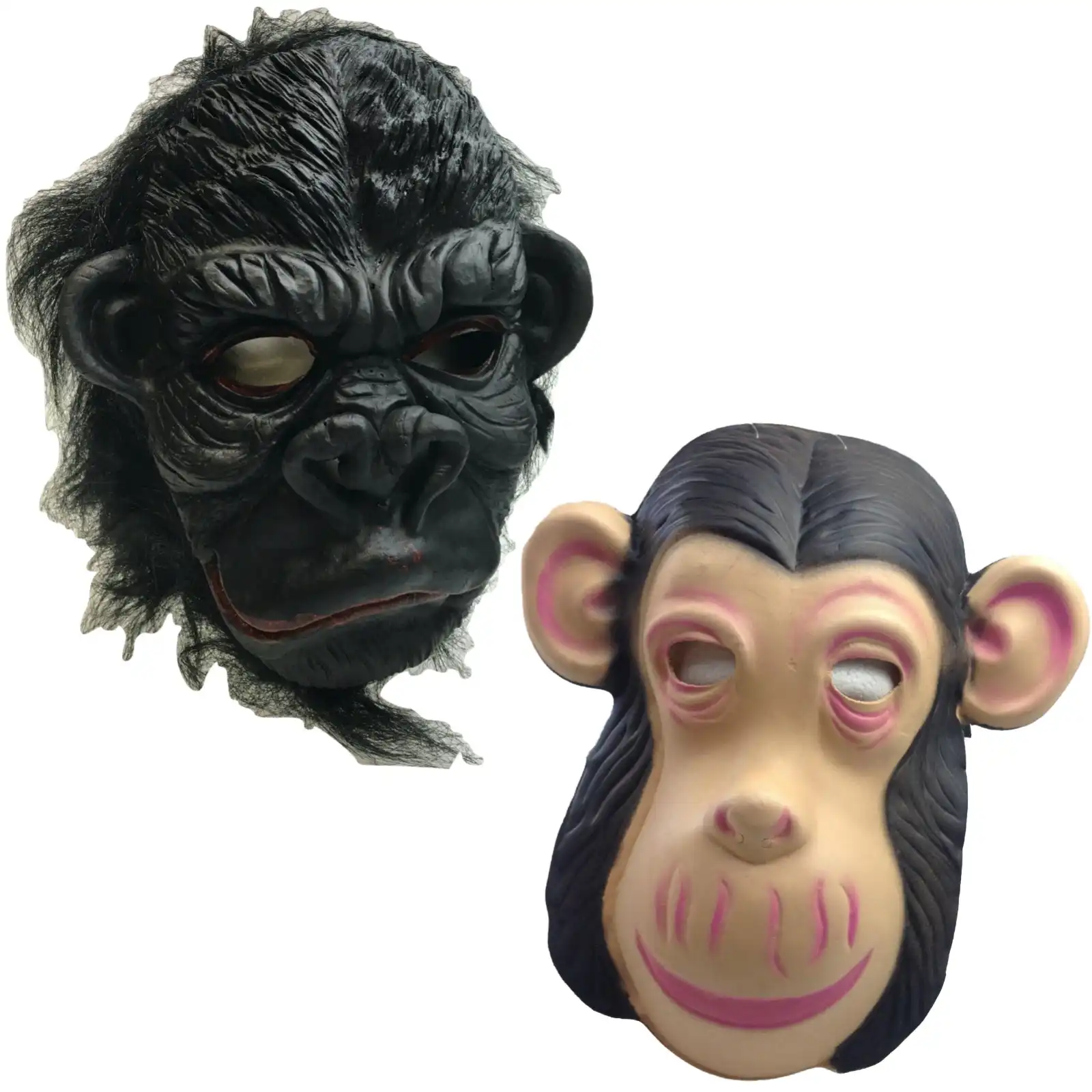 2pc Set Animal Masks Costume Party Gorilla Ape Chimp Monkey Halloween Novelty