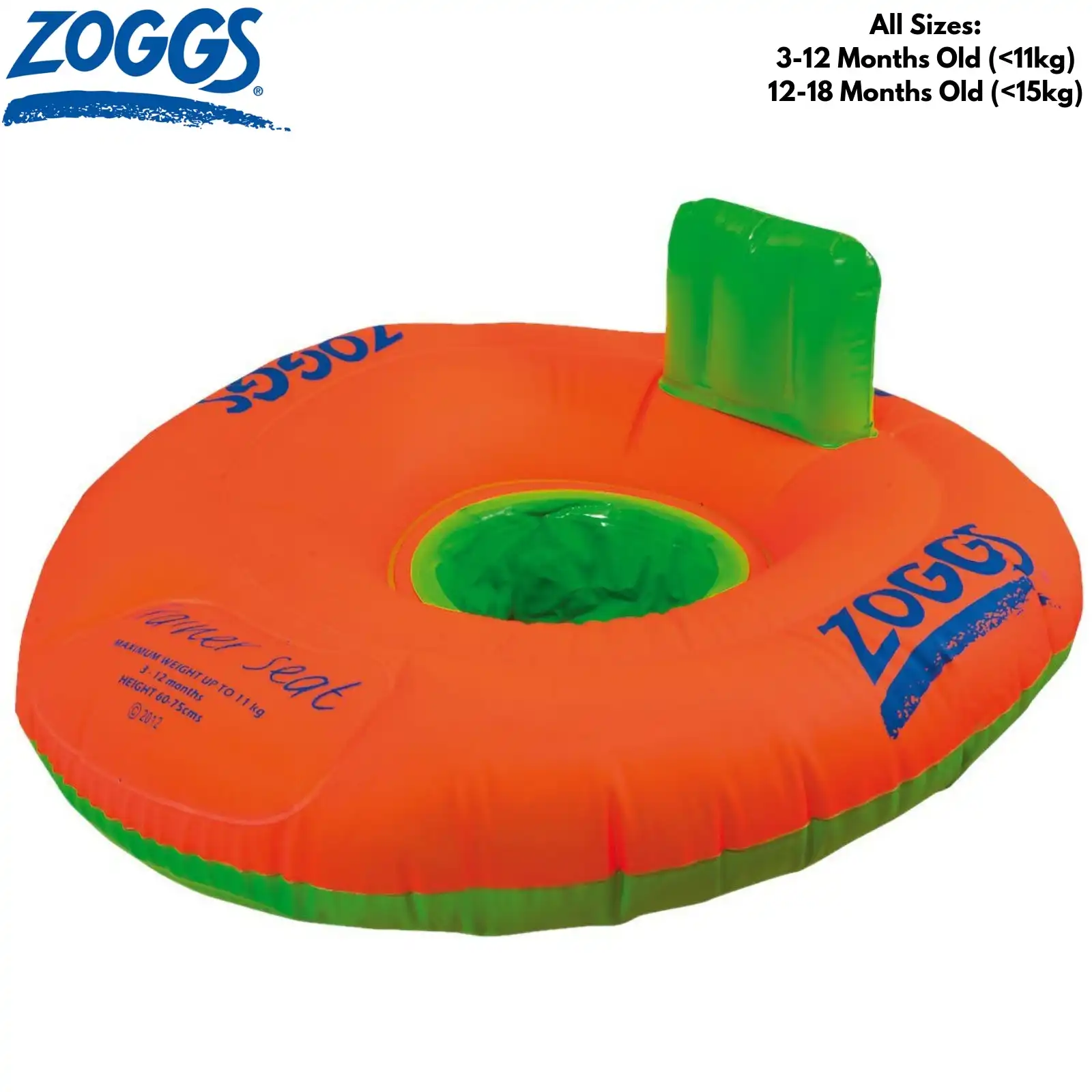 Zoggs Stage 1 Trainer Seat Children's Swimming Floatie Zoggy Kids Learn Training Inflatable