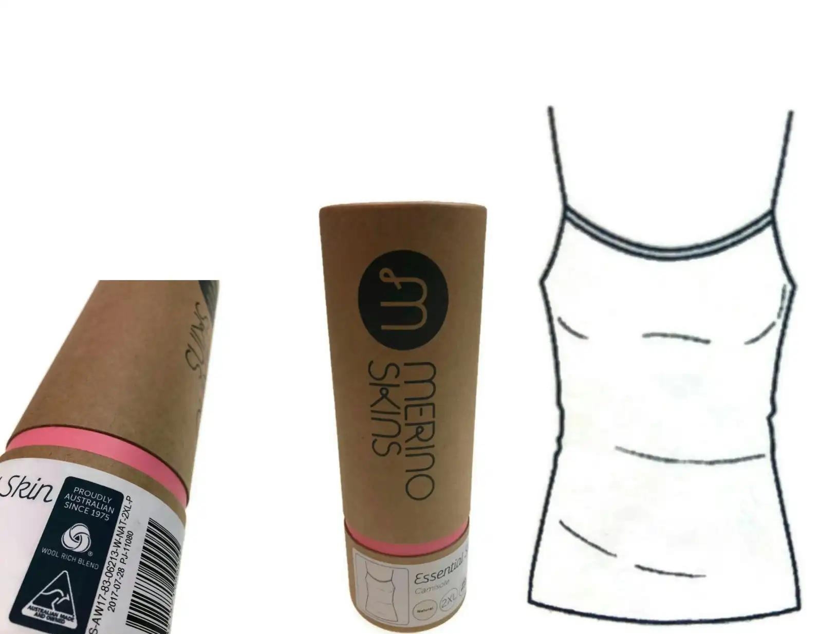 Merino Skins Womens Camisole Wool Thermal Underwear Top Cami Baselayer - Skin