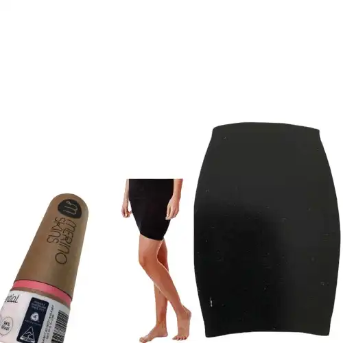 Merino Skins Thermal Women's Skirt Wool Winter Base Layer Thermals - Black