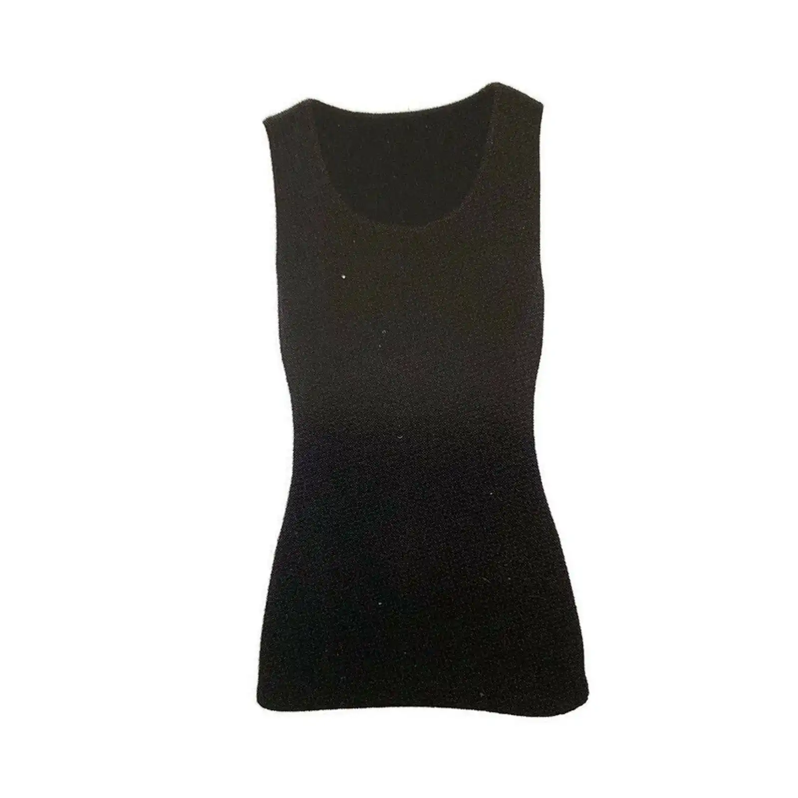 Merino Skins Ladies Scoop Neck Tank Top Sleeveless Wool Thermals - Black