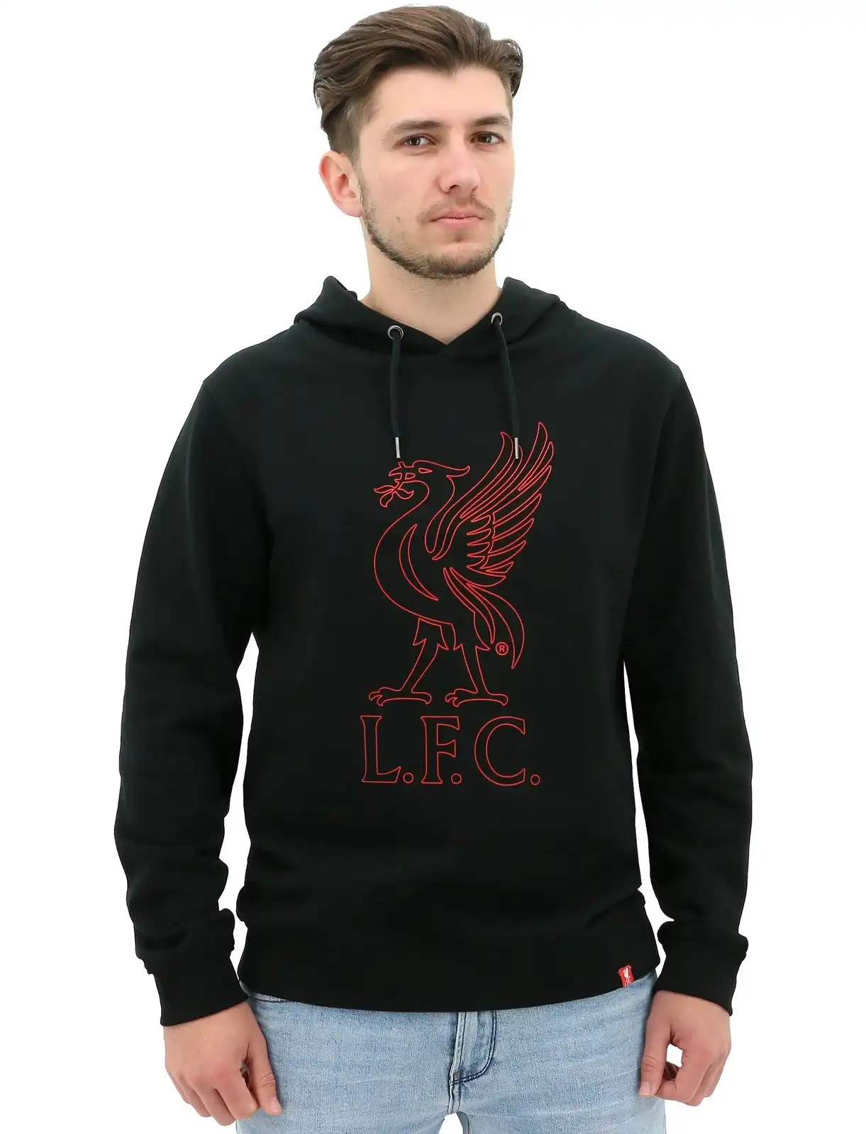 Liverpool FC Men's Hoodie Jumper Winter Warm Soccer Football Liverbird - Black
