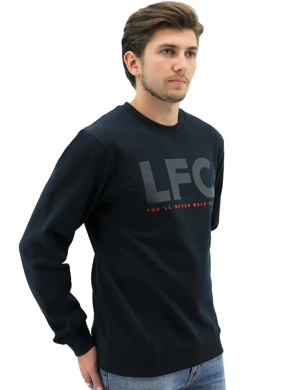 Liverpool FC Men's Crew Jumper Sweatshirt Winter Warm Soccer Football LFC - Navy