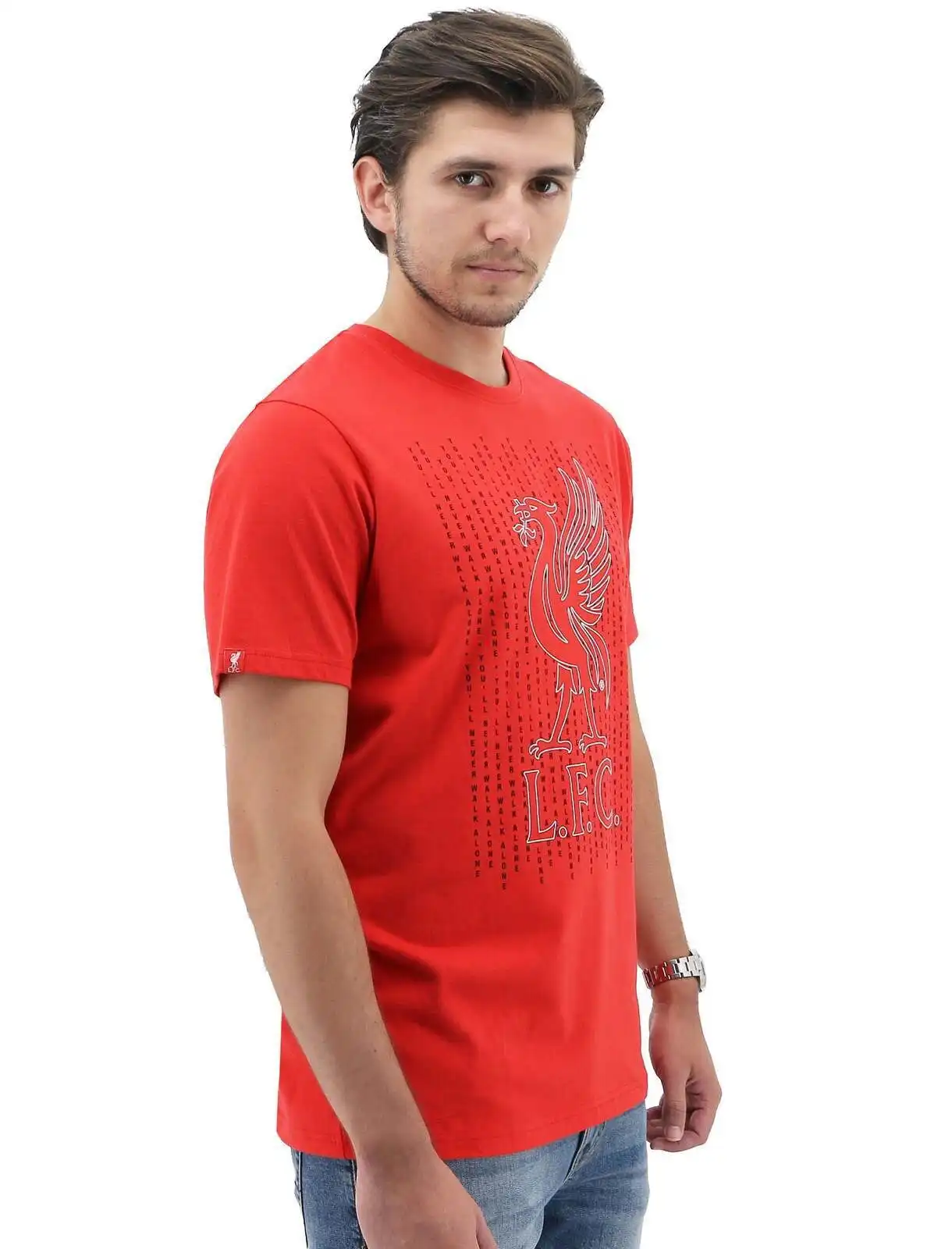 Liverpool FC Men's Crew T Shirt Tee Top Soccer Football - Red Liverbird