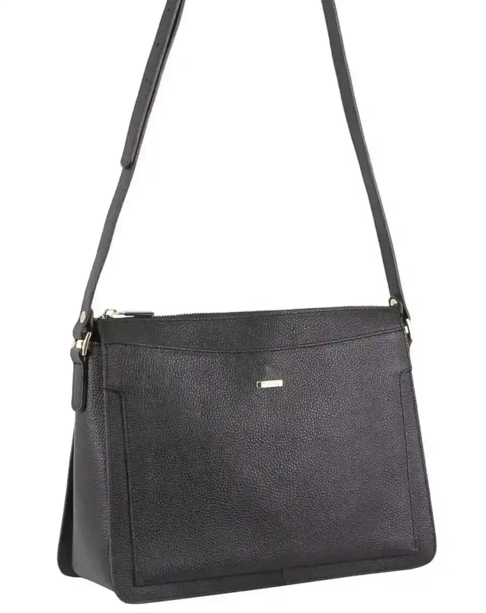 Morrissey Italian Structured Leather Cross Body Handbag Tote Bag (MO3162) - Black