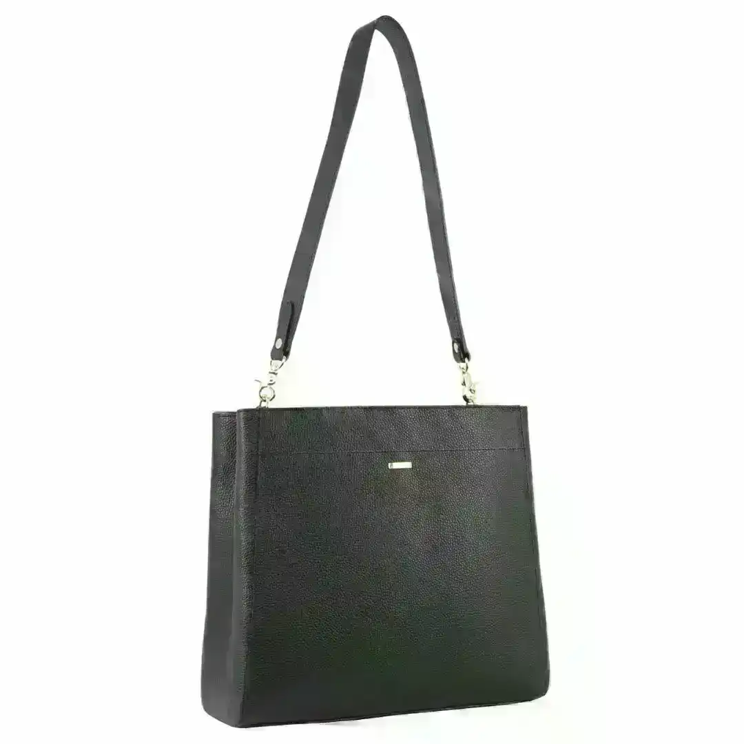 Morrissey Womens Italian Structured Leather Cross Body Bag Handbag Ladies - Black