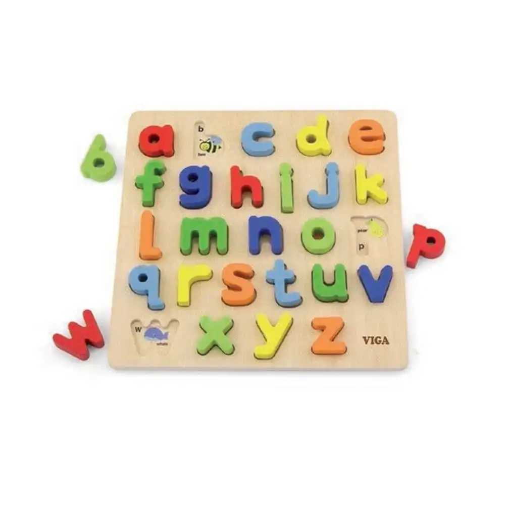 VIGA Wooden Block Puzzle Alphabet Lower Case