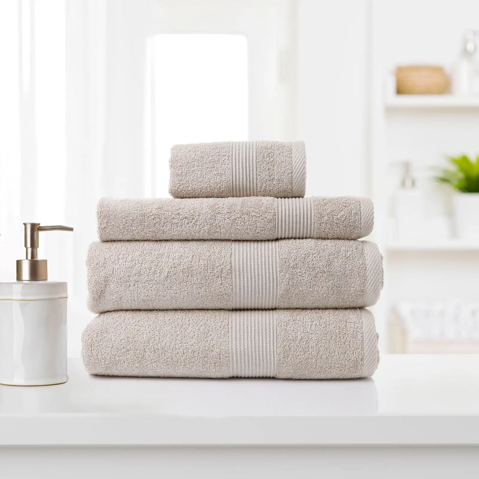Royal Comfort 4 Piece Cotton Bamboo Towel Set 450GSM Luxurious Absorbent Plush